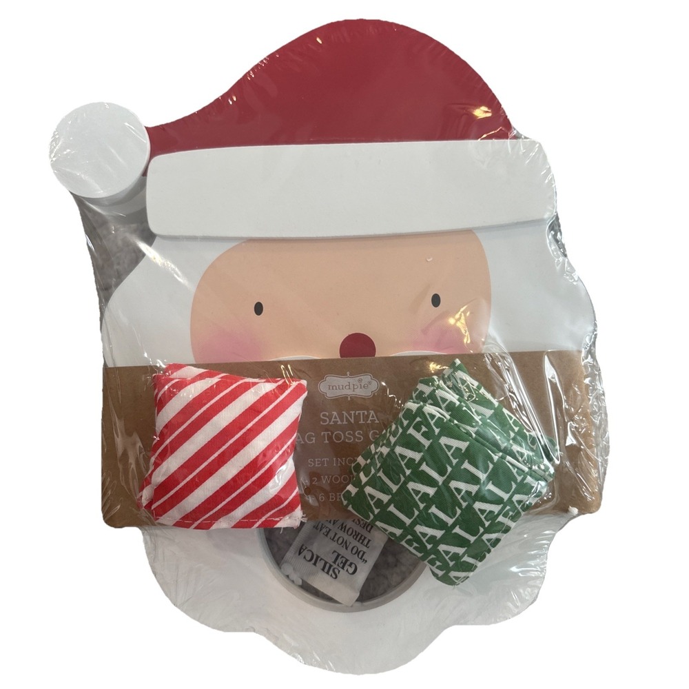 Mud Pie Santa Bag Toss Game -2 Wood Goal Boards And 6 Bean Bags